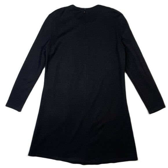 Behar New York Wool Sweater Dress Black A Line Mini Long Sleeves Size L - Picture 5 of 15